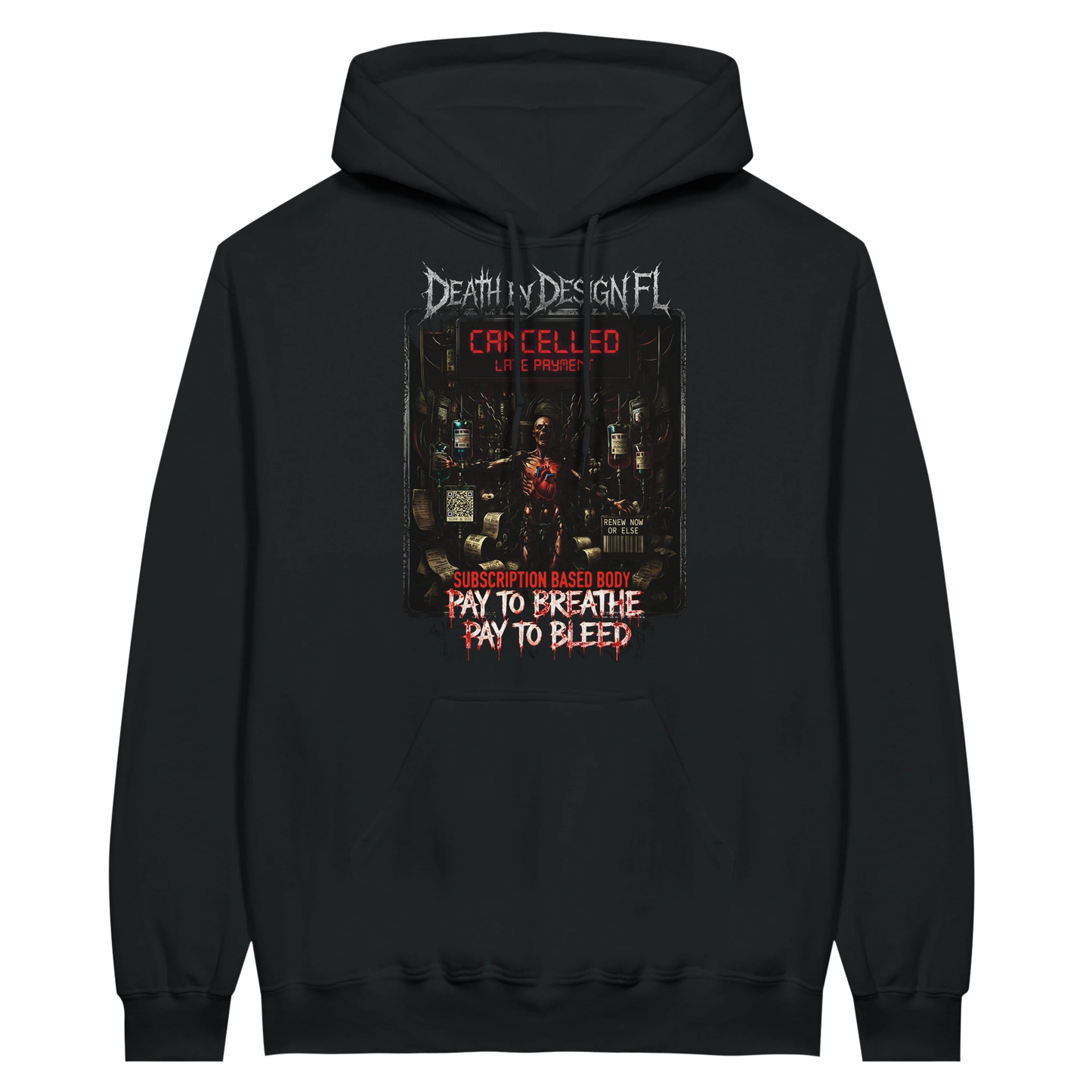 Death by Design FL Subscription Based Body Unisex Midweight Fleece Pullover Hoodie - S