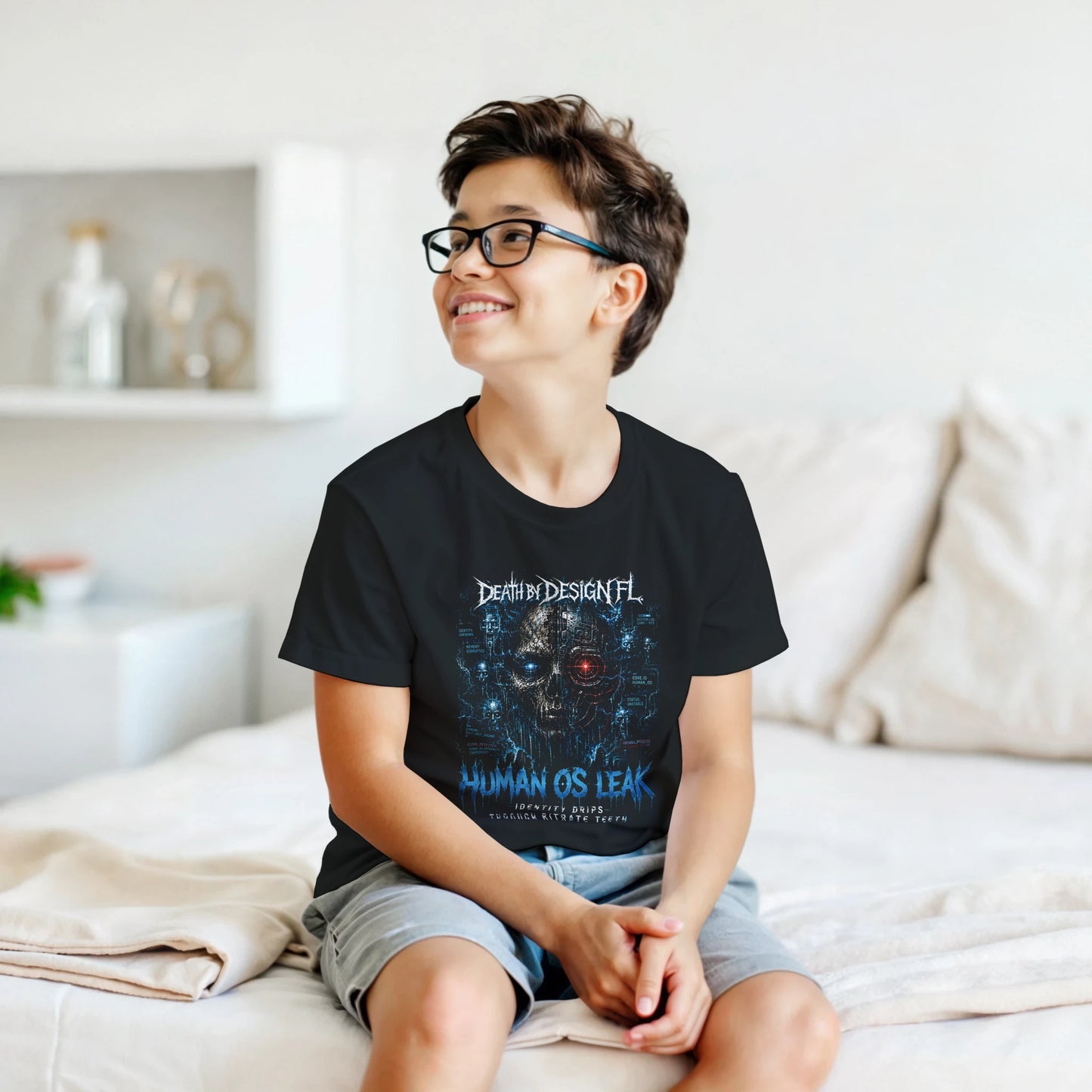 Death by Design FL HumanOS Leak Kids T-Shirt