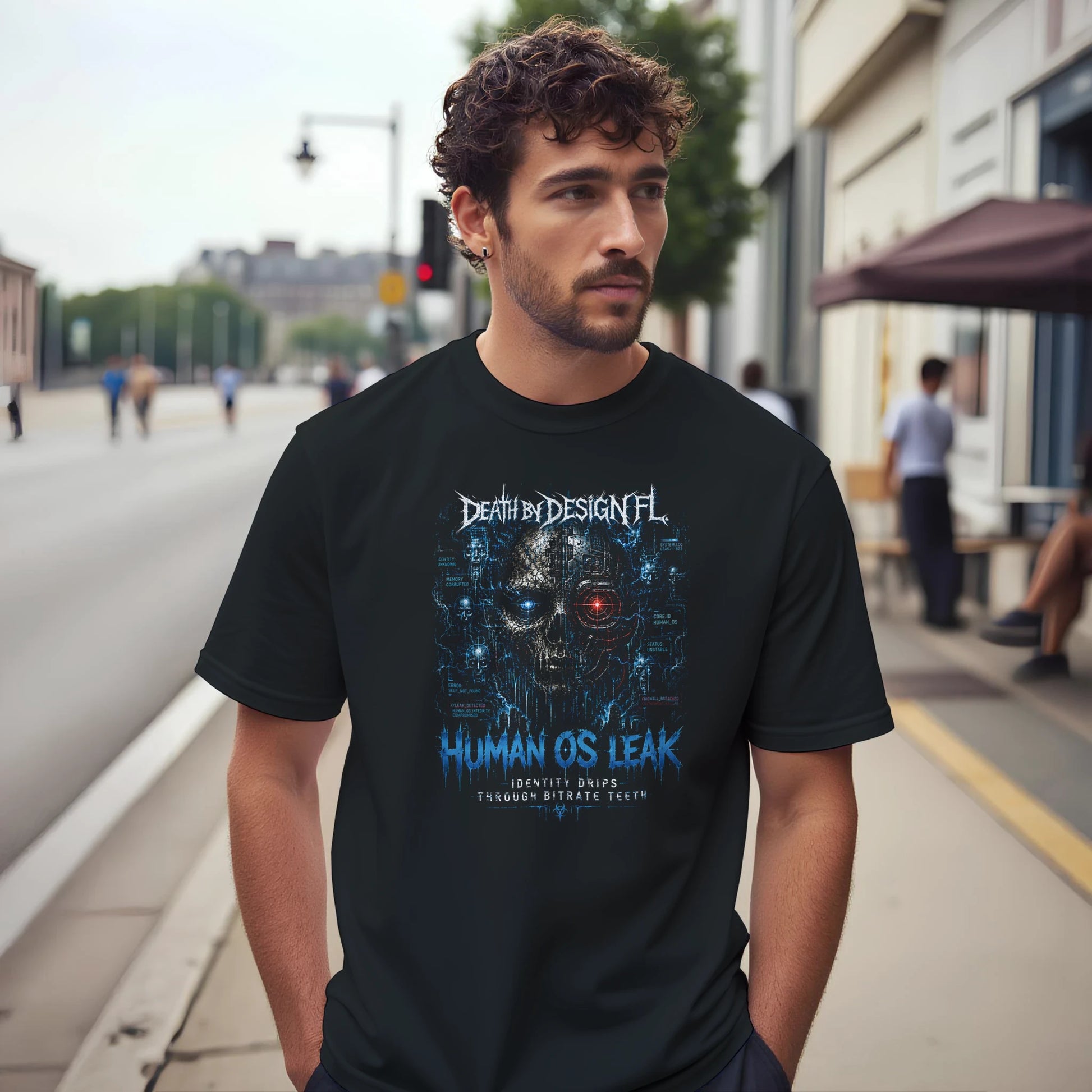 Death by Design FL HumanOS Leak Unisex T-Shirt - Humanos Leak Crewneck T Shirt - 2XL