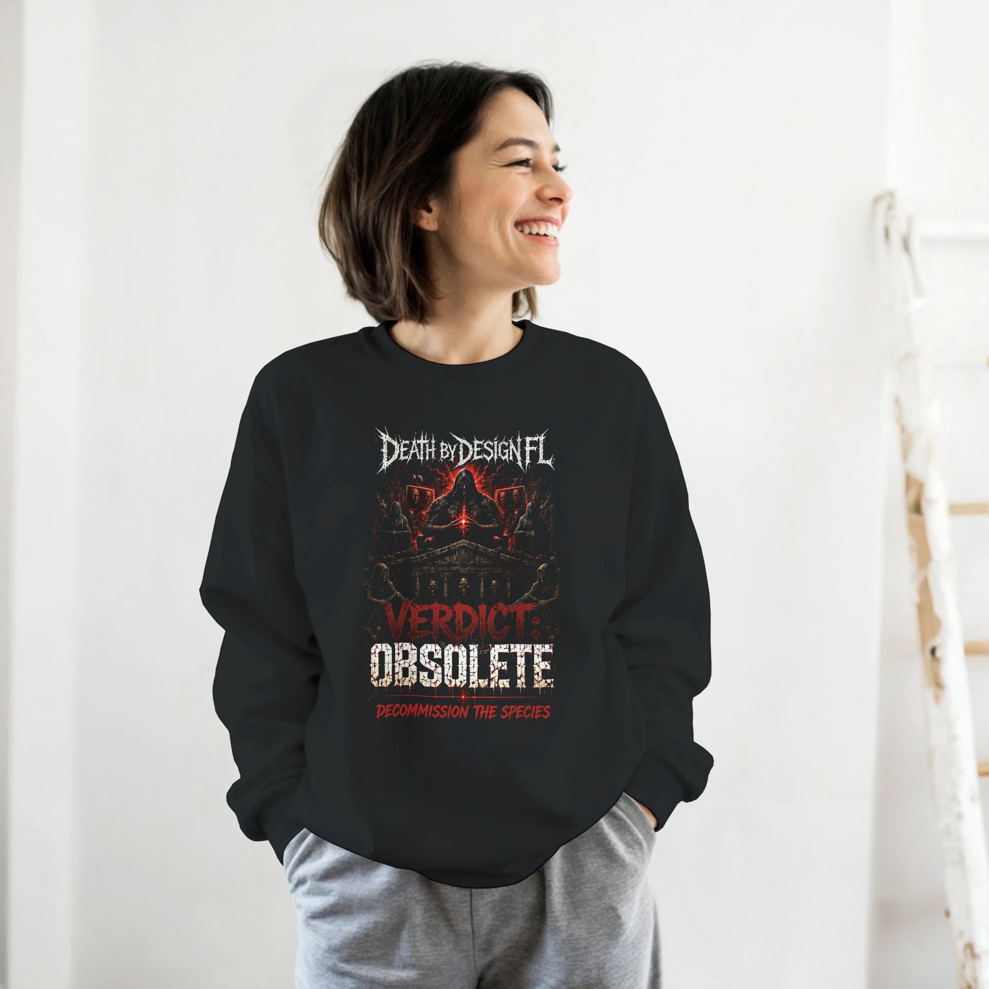Death by Design FL Verdict: Obsolete Unisex Crewneck Sweatshirt - 3XL