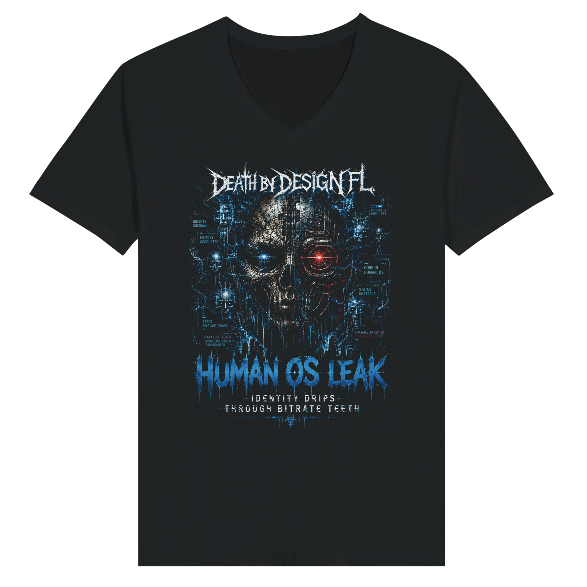 Death by Design FL HumanOS Leak Unisex V-Neck T-Shirt - S