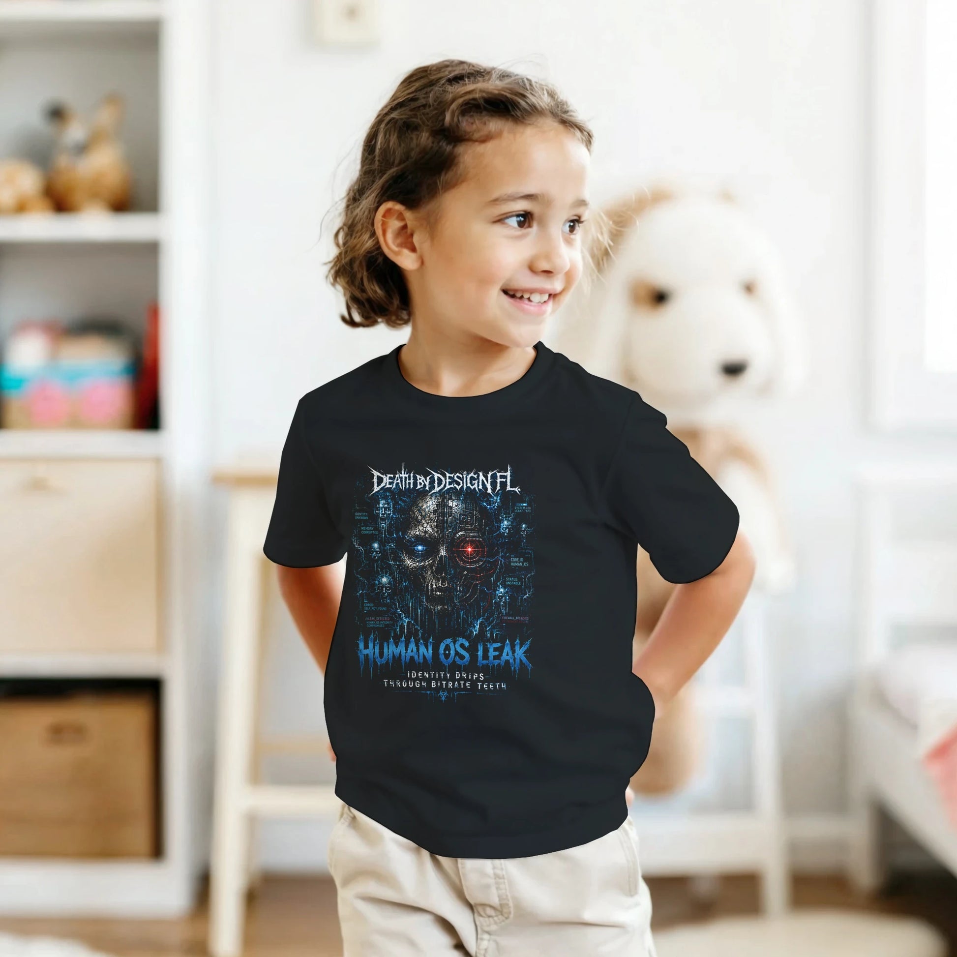 Death by Design FL HumanOS Leak Kids T-Shirt