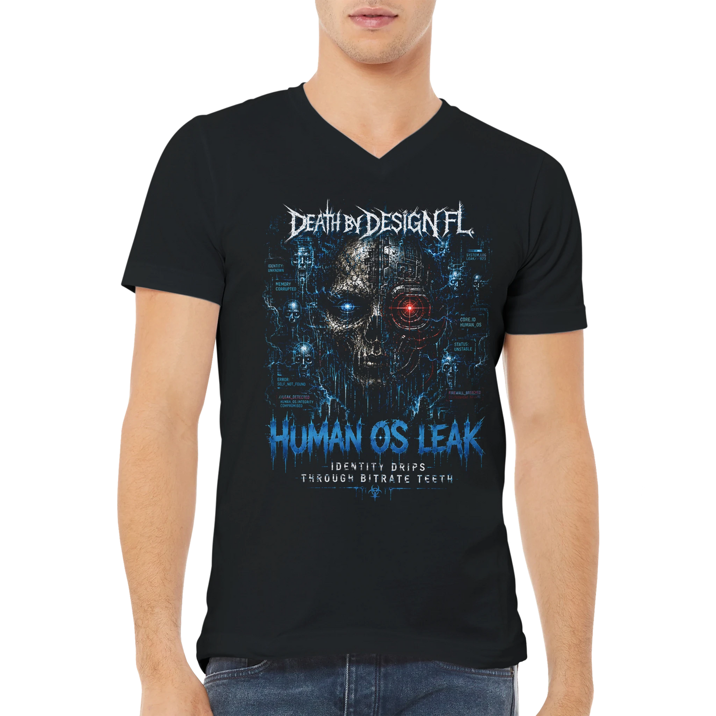 Death by Design FL HumanOS Leak Unisex V-Neck T-Shirt - XL