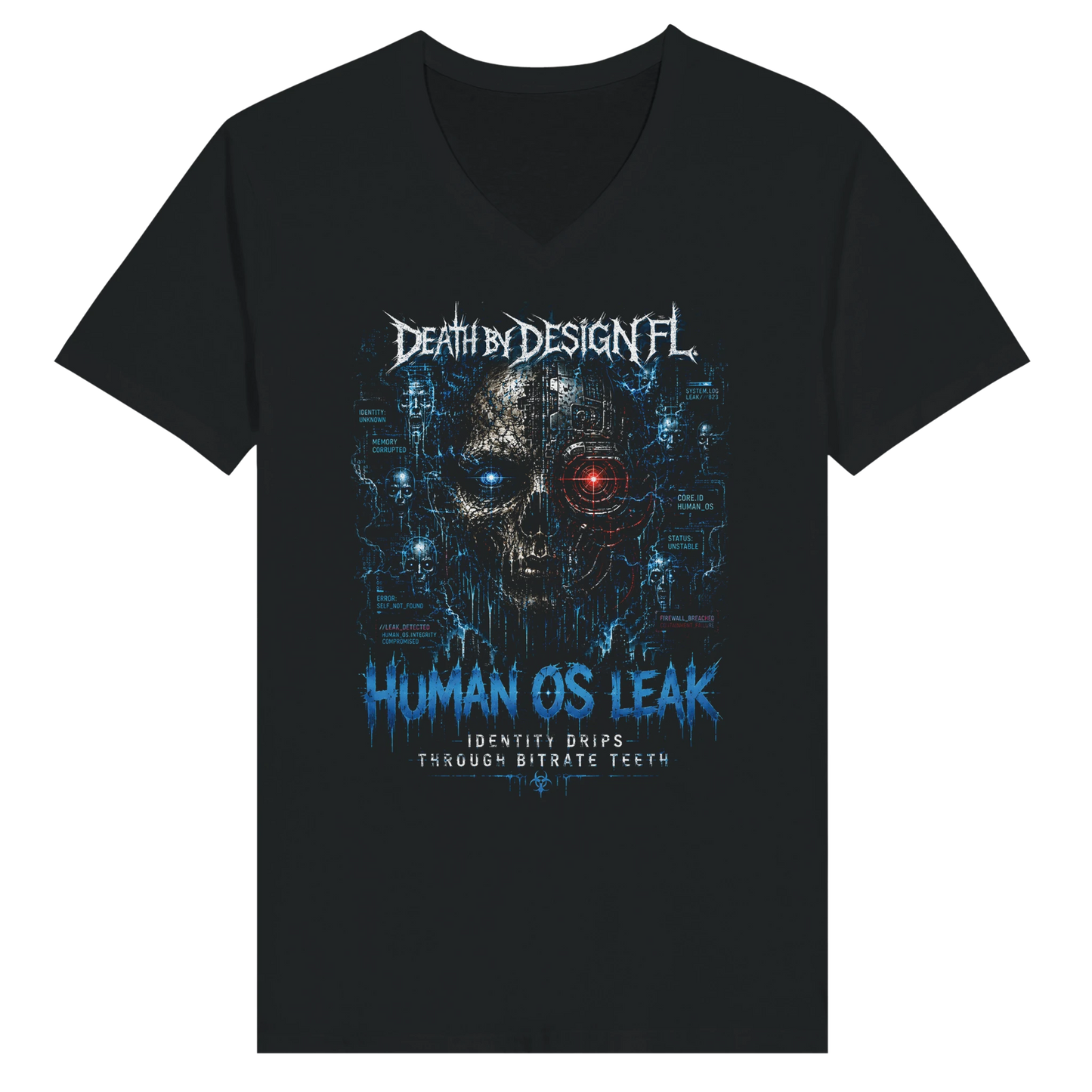 Death by Design FL HumanOS Leak Unisex V-Neck T-Shirt - M