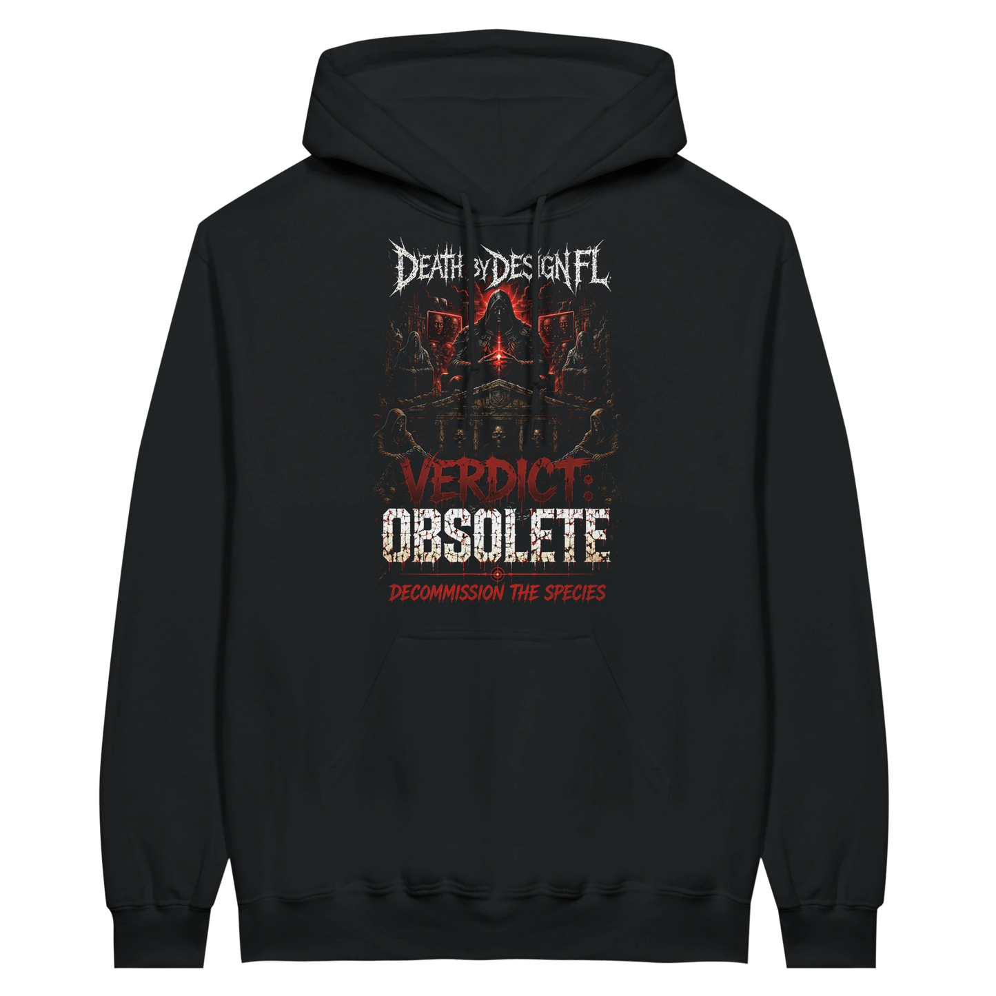Death by Design FL Verdict: Obsolete Unisex Midweight Fleece Pullover Hoodie - S