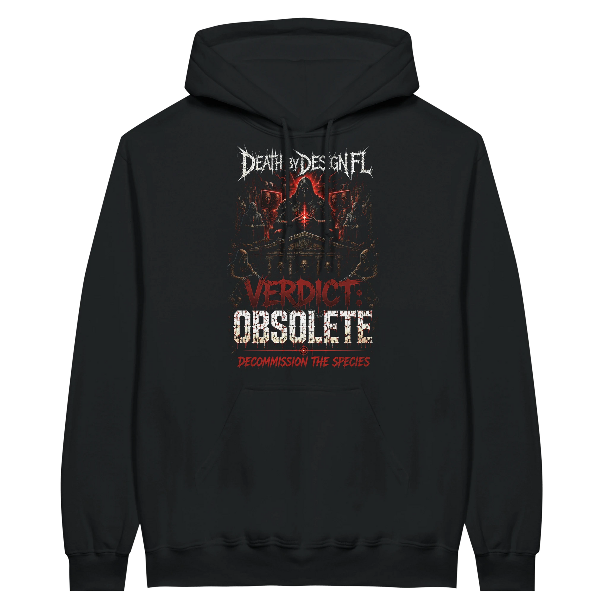 Death by Design FL Verdict: Obsolete Unisex Midweight Fleece Pullover Hoodie - S