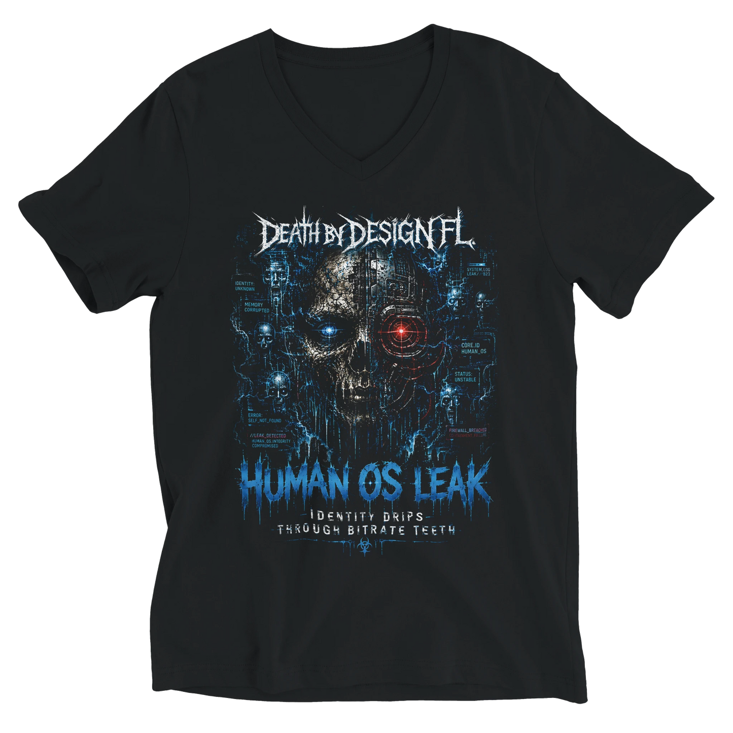 Death by Design FL HumanOS Leak Unisex V-Neck T-Shirt - 2XL