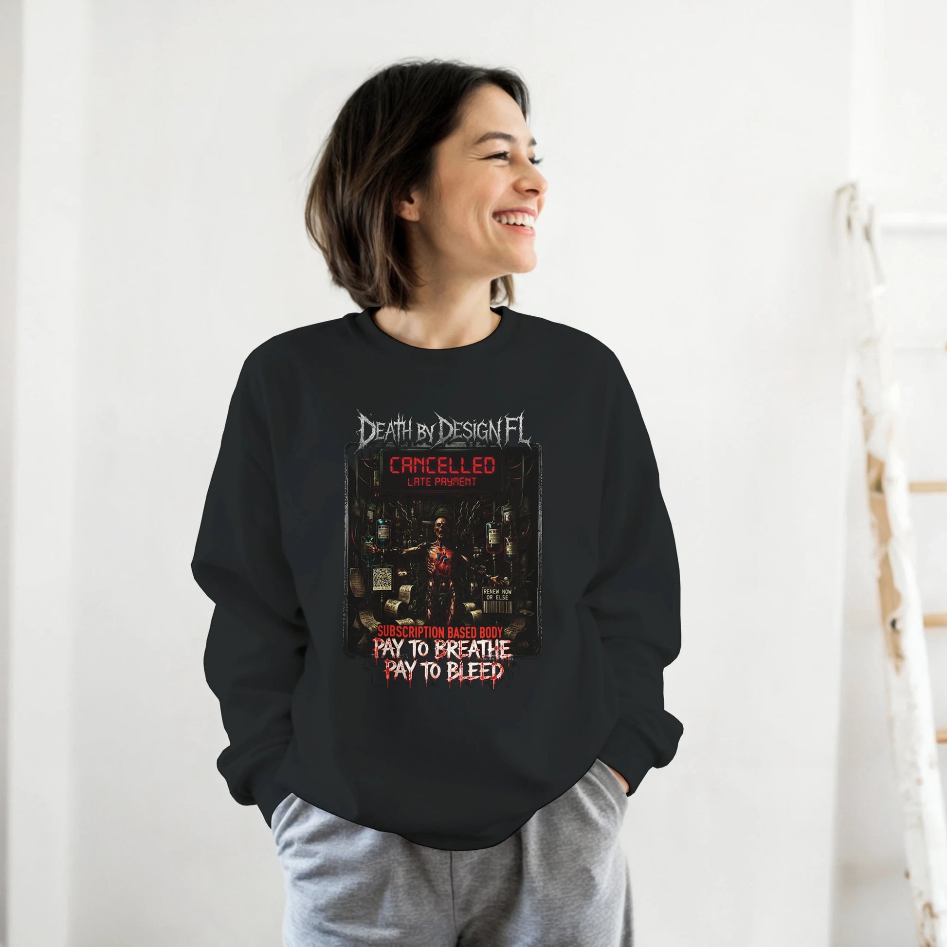 Death by Design FL Subscription Based Body Unisex Crewneck Sweatshirt - 3XL